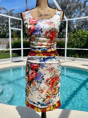 Dolce & Gabbana White Satin Lined Floral Detail